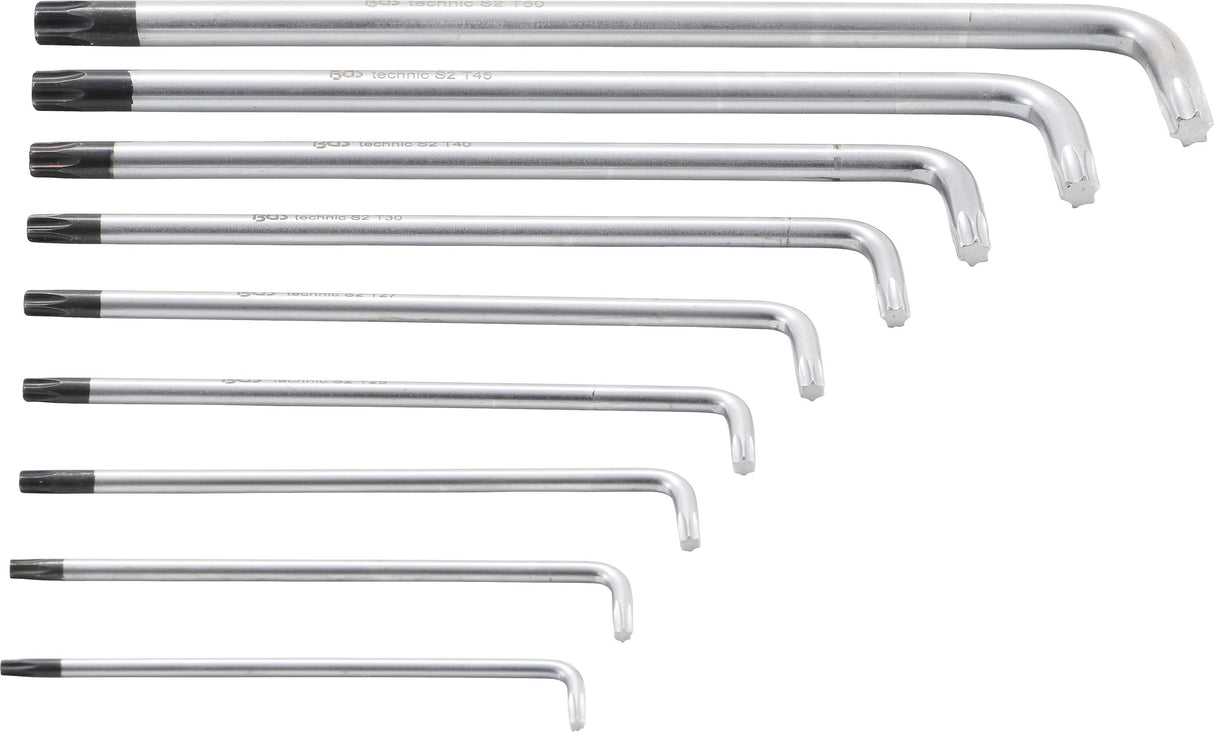 L tipo raktų rinkinys | ilgas tipas | T-Star (Torx) / T-Star su skylutėm (Torx) T10 - T50 | 9 vnt. (794)