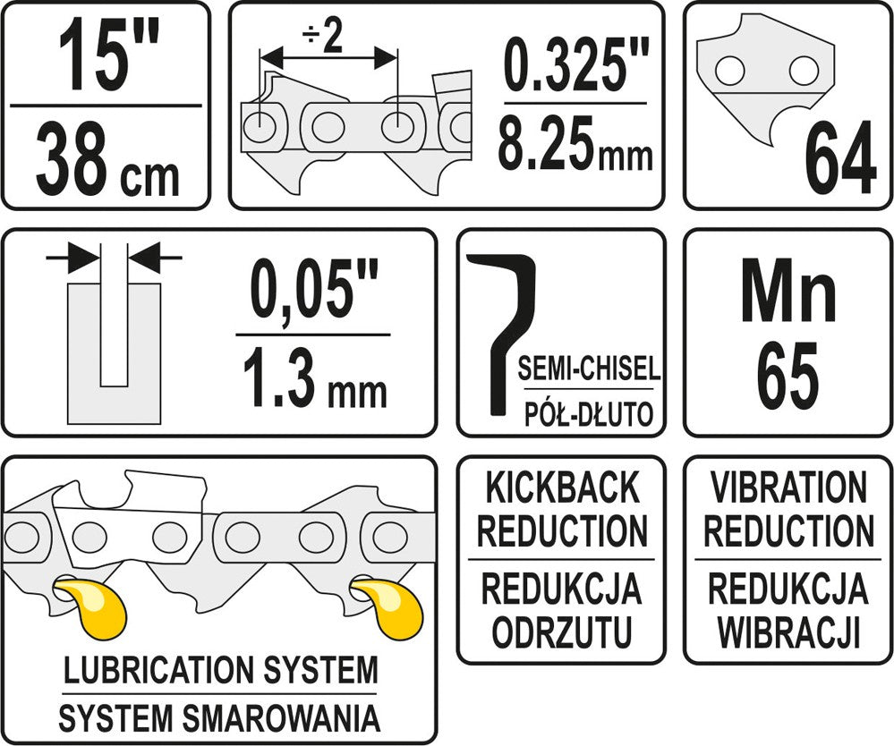 Grandinė pjūklui 15" .325" 0,05" 64 dantys (YT-84945)