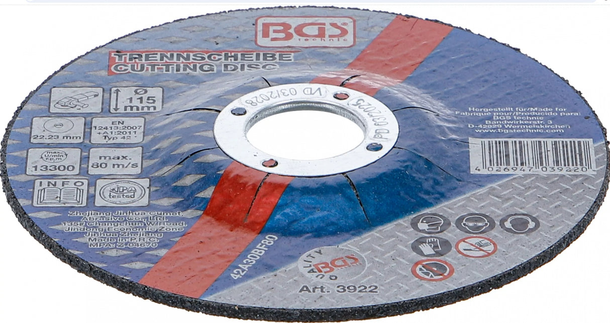 Metalo pjovimo diskas | Ø 115 x 2,5 x 22,2 mm | 42 tipas (3922)