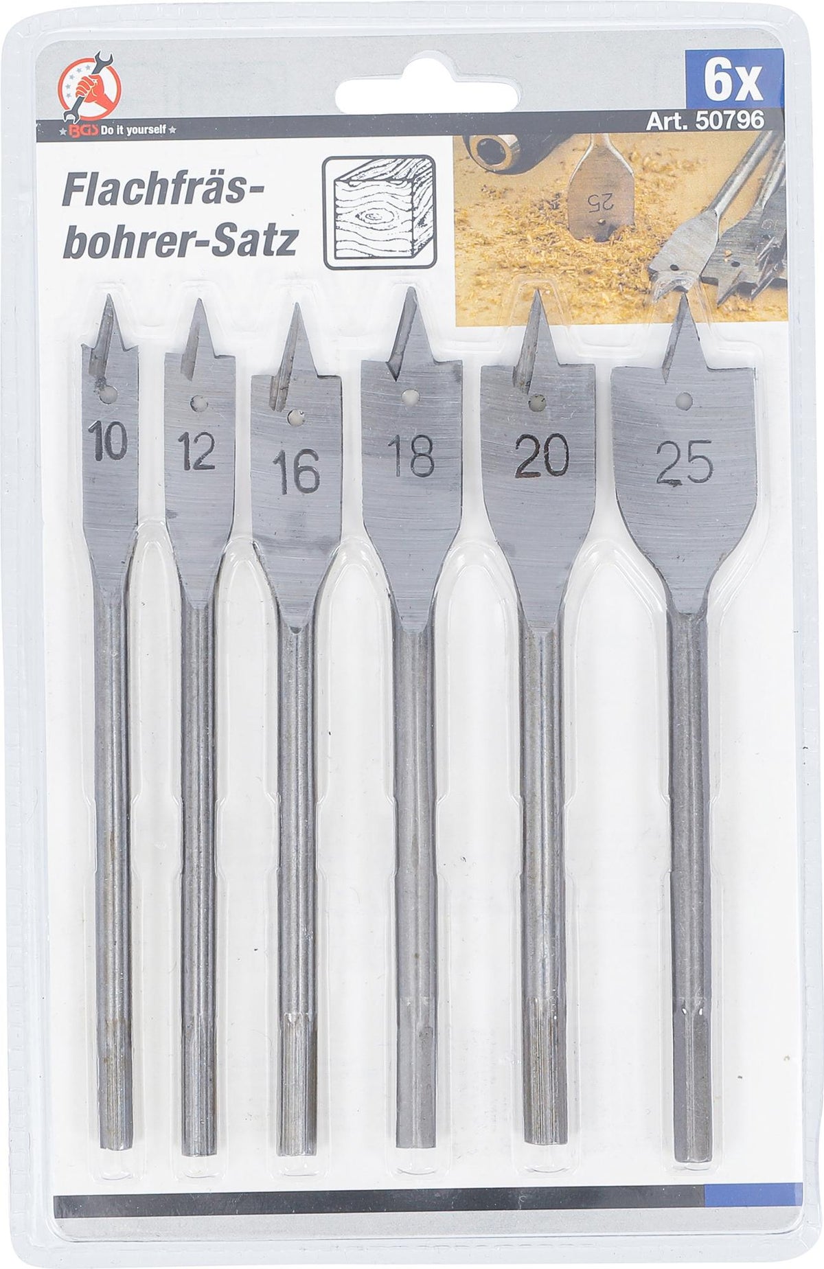 FLAT MILLING DRILL SET | 10 - 25 MM | 6 PCS. (50796)