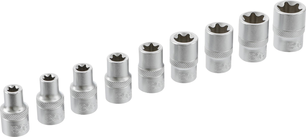 Galvučių rinkinys E-tipas | 12,5 mm (1/2") | E10 - E24 | 9 vnt. (6425)