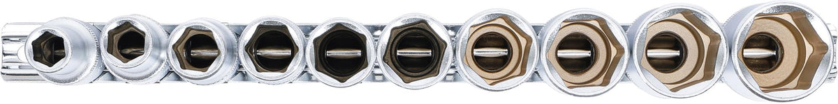 Galvučių rinkinys, šešiakampės, ilgos | 12,5 mm (1/2") | coliniai dydžiai | 10 vnt. (2435)