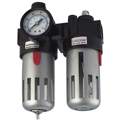 AIR FILTER / OIL BLOCK WITH PRESSURE REGULATOR AND PRESSURE GAUGE | 1/2" (LG-06-12)