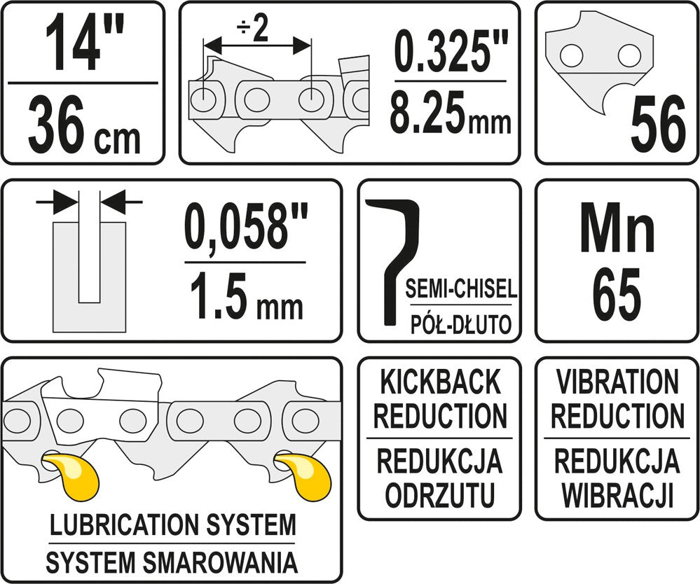 Grandinė pjūklui 14" .325" 0,058" 56 dantys (YT-84940)