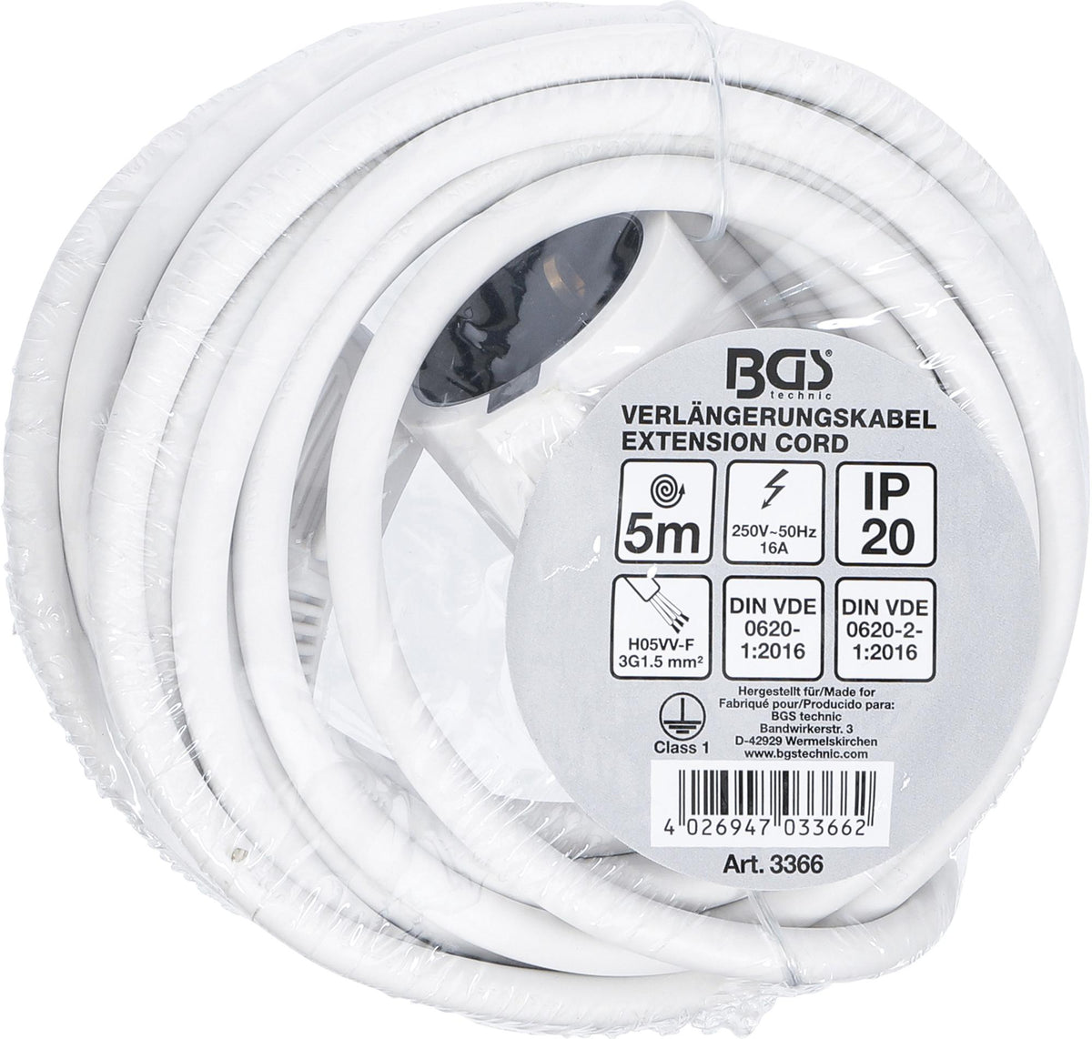 EXTENSION CORD | 5 M | 3 X 1.5 MM² | IP 20 (3366)