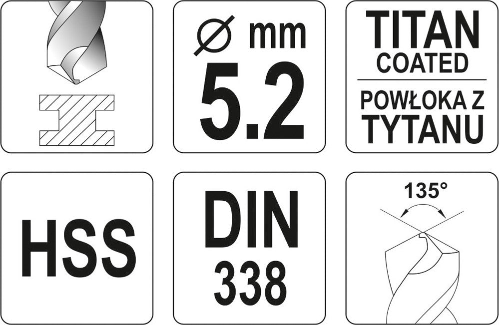 Сверло по металлу HSS-TIN 5.2 mm