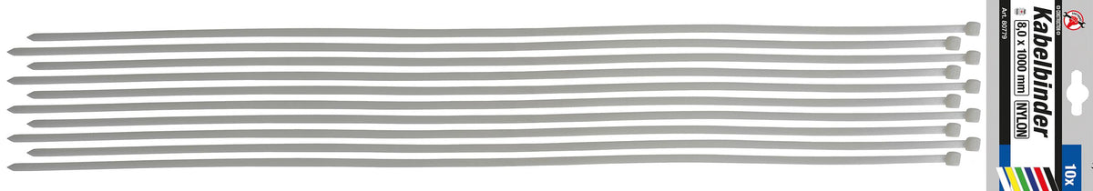 Suveržimo dirželiai | balta spalva | 8.0 x 1000 mm | 10 vnt. (80779)