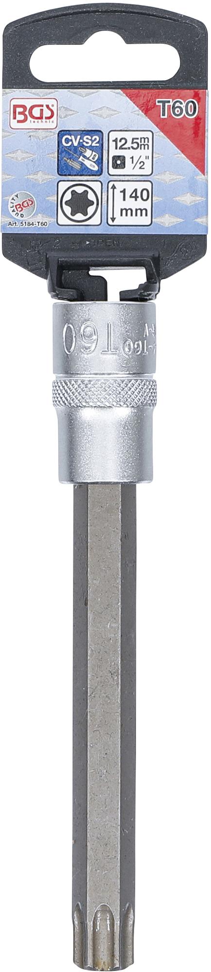 Бита запрессованная в головку | длина 140 mm | 12,5 mm (1/2") | Torx T60