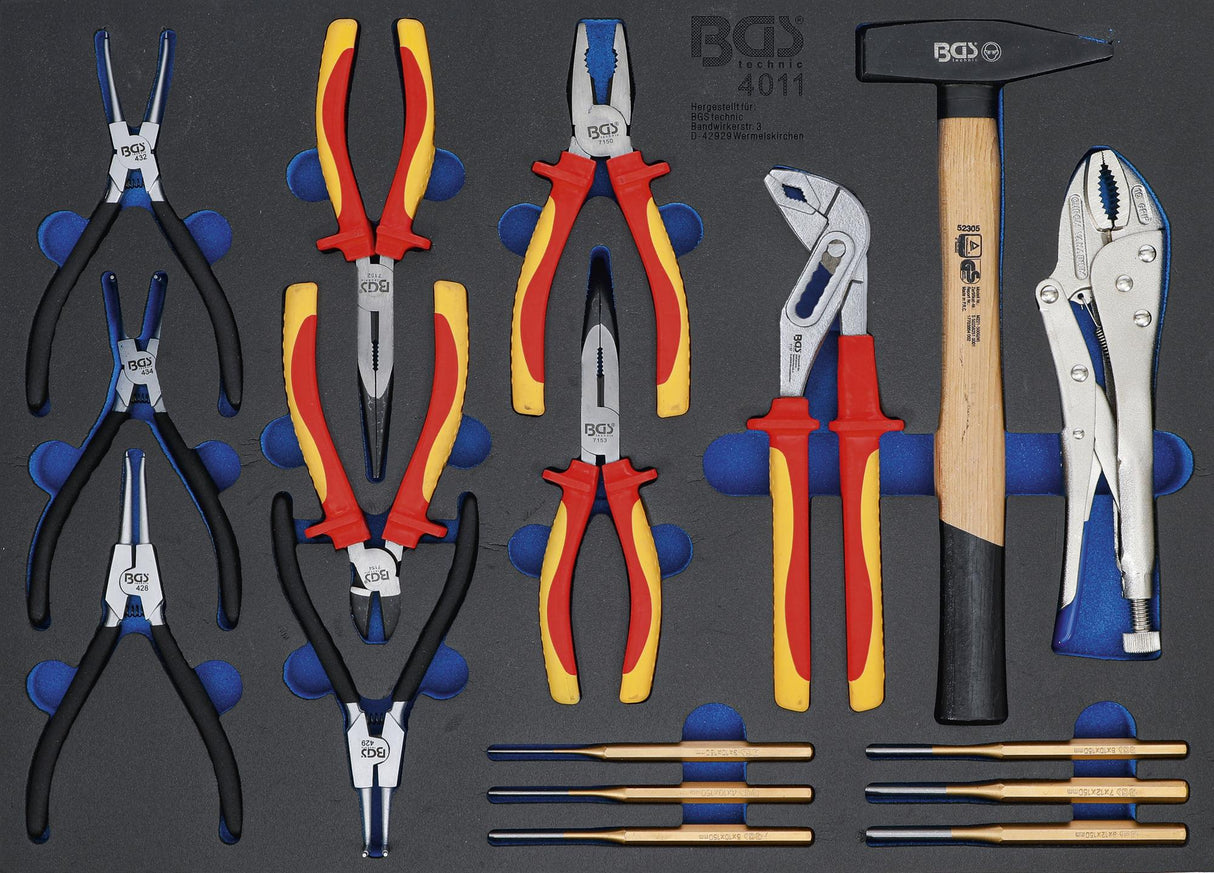 TOOL TRAY 3/3: PLIERS, PARALLEL PIN PUNCH SET, HAMMER | 17 PCS. (4011)