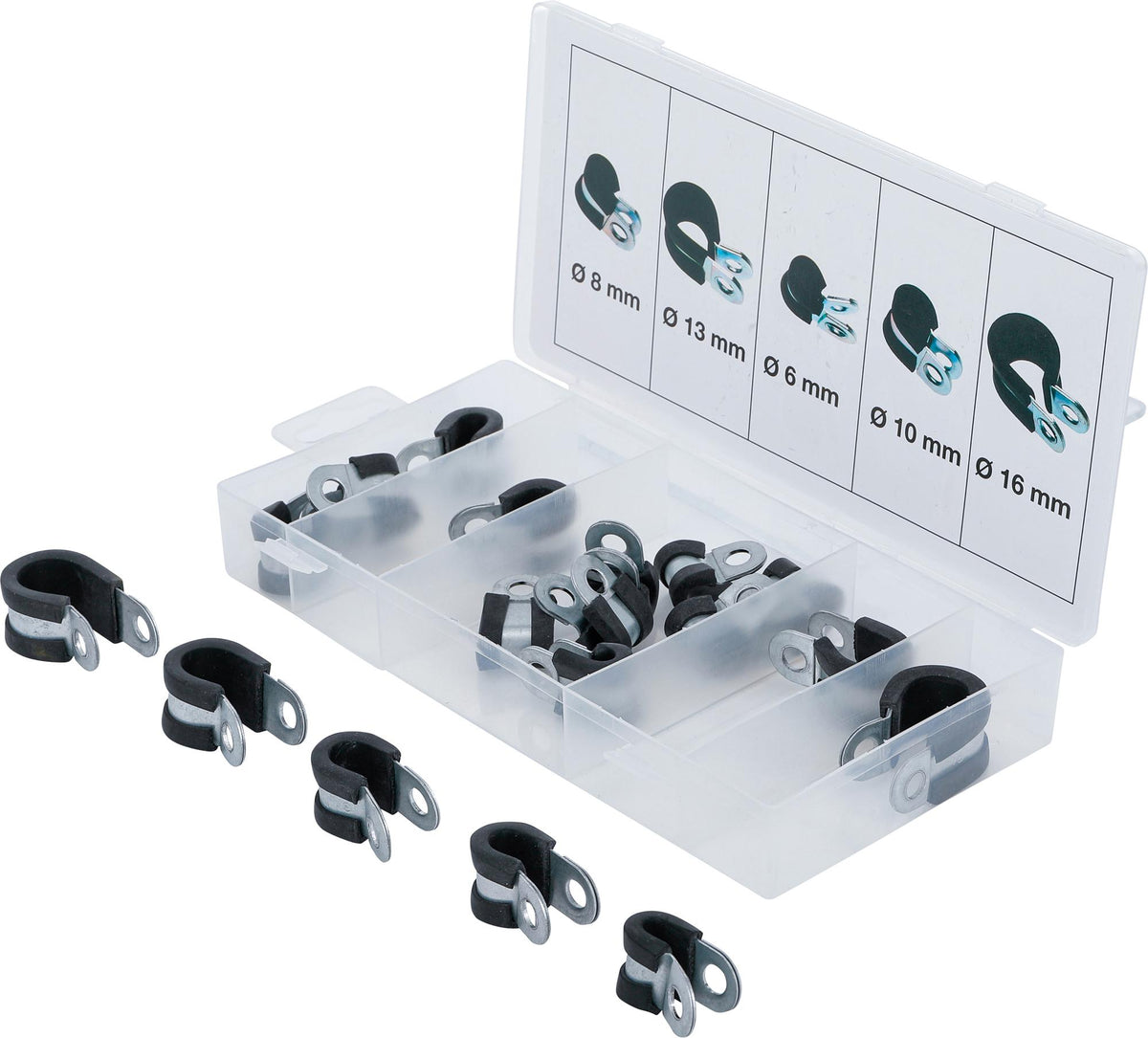 HOSE CLAMP ASSORTMENT, RUBBERIZED | Ø 6 - 16 MM | 18 PCS. (14145)