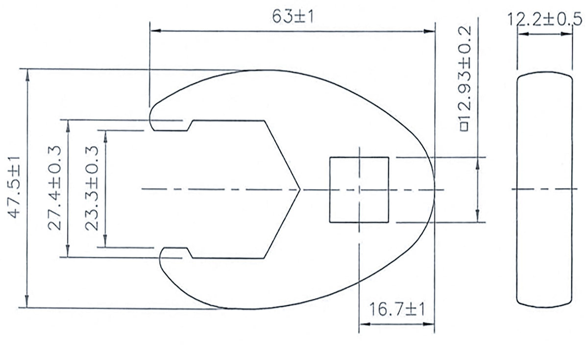 Raktas varnos koja | 12,5 mm (1/2") | 27 mm (1757-27)