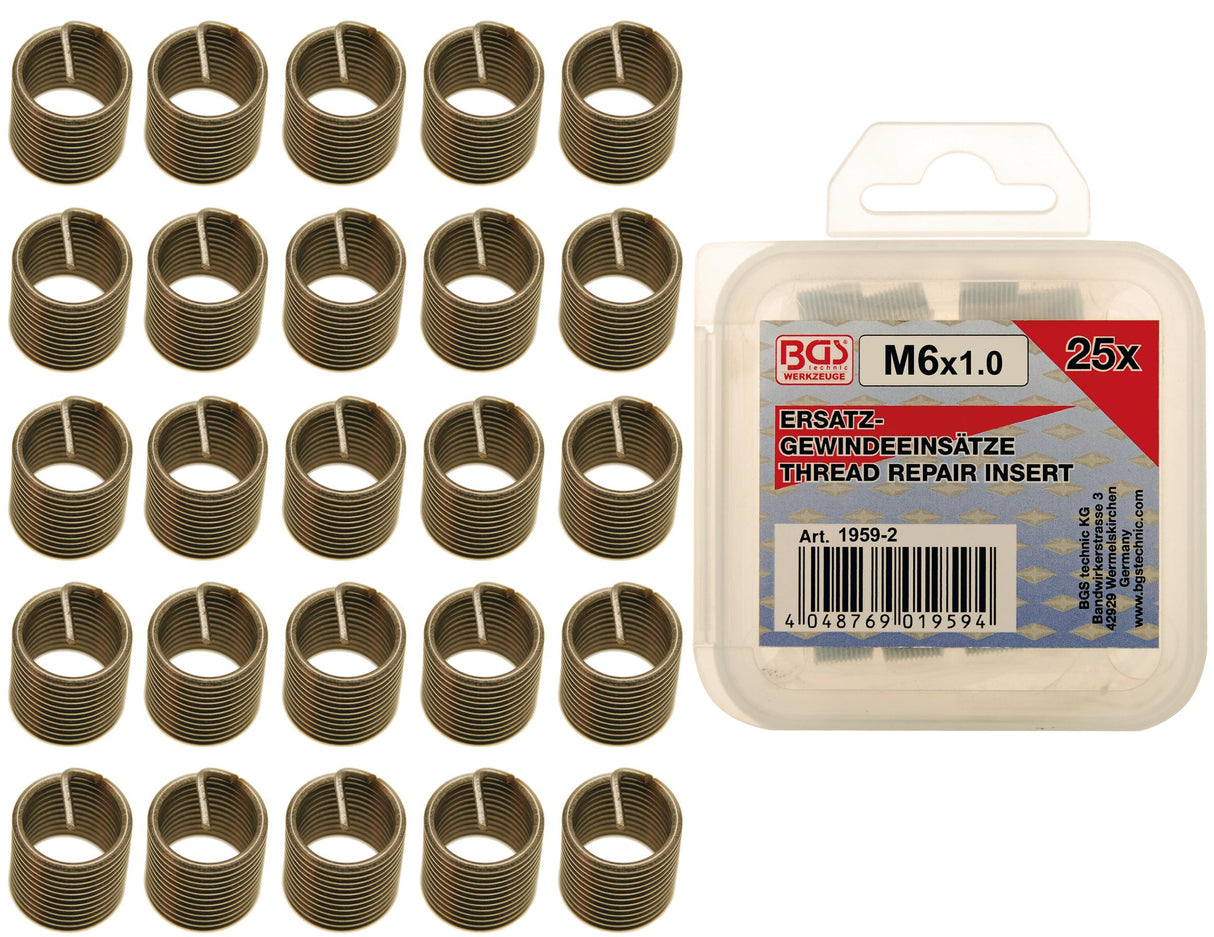 REPLACEMENT THREAD INSERTS | M6 X 1.0 | 25 PCS. (1959-2)