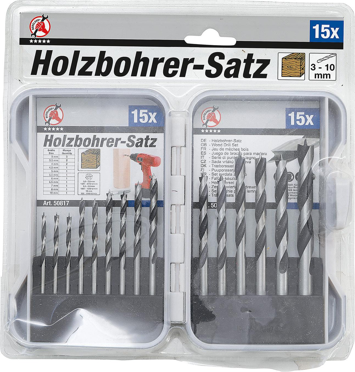 WOOD DRILL SET | 3 - 10 MM | 15 PCS. (50817)