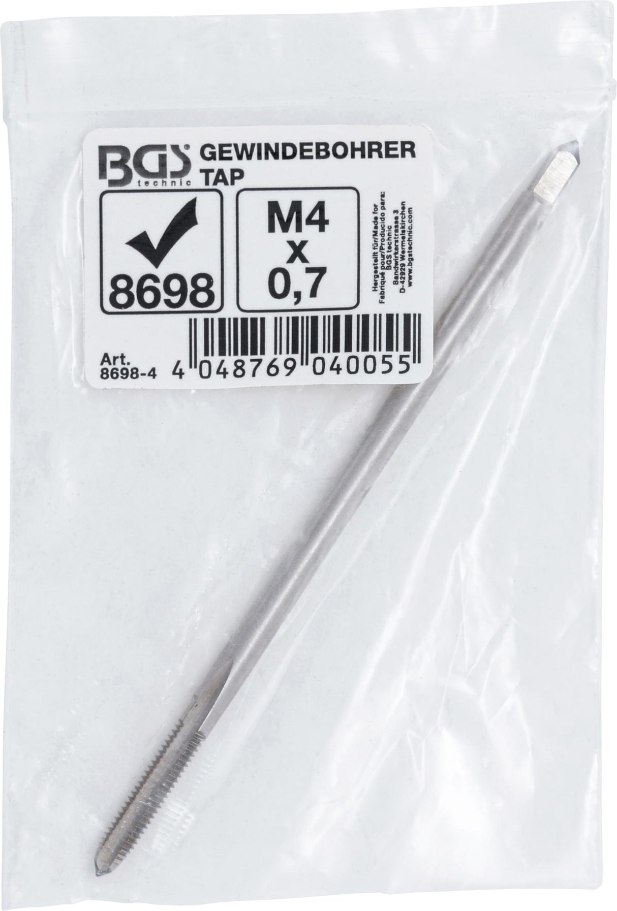 Sriegiklis M4 x 0.7 x 100 mm iš rinkinio BGS 8698 (8698-4)