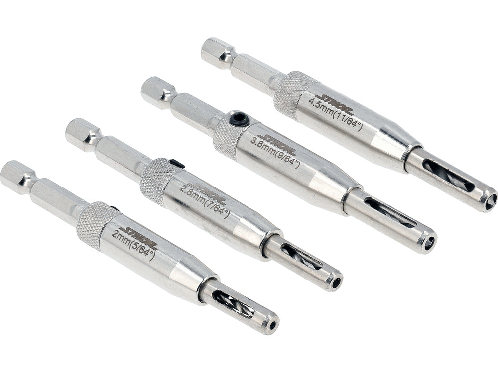 Durų ir langų vyrių grąžtų rinkinys | 4 vnt | 2 - 4.5 mm (22750)