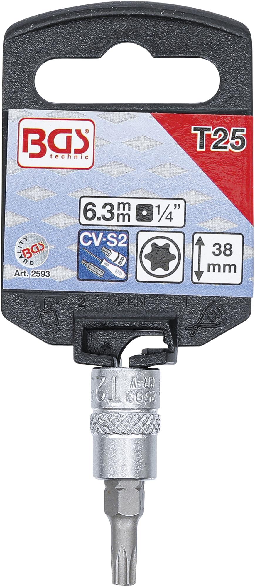 Antgalis įpresuotas į galvutę | 6.3 mm (1/4") | T-Star (Torx) T25 (2593)