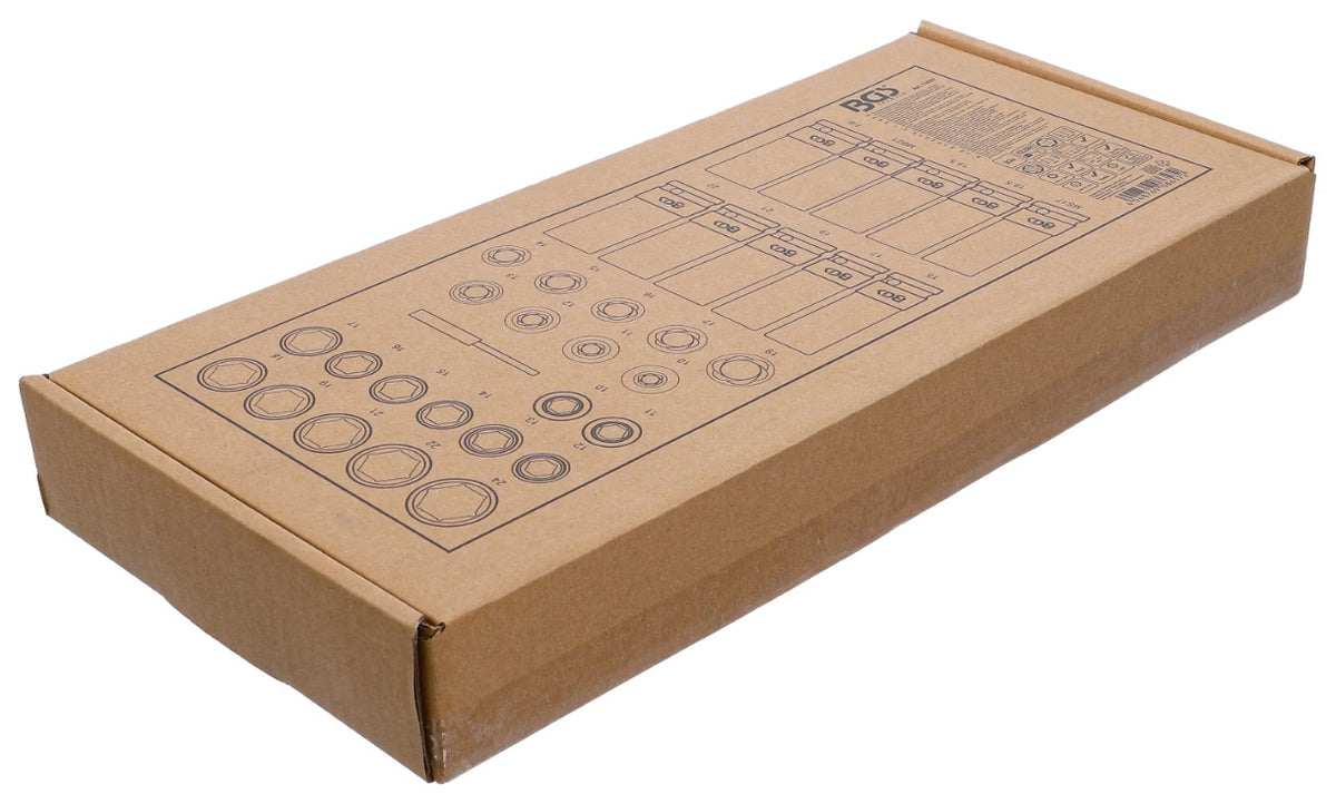 TOOL CASE 3/3: SET OF IMPACT SOCKETS / IMPACT-RESISTANT SOCKETS WITH PROTECTION AND SCREW BITS | 12.5 MM (1/2") | 33 PCS. (74557)