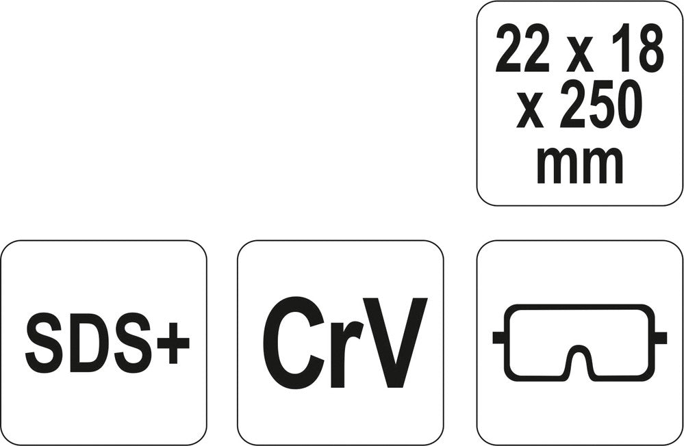 Štrauberis SDS+ 22x18x250 mm | CRV (YT-4722)