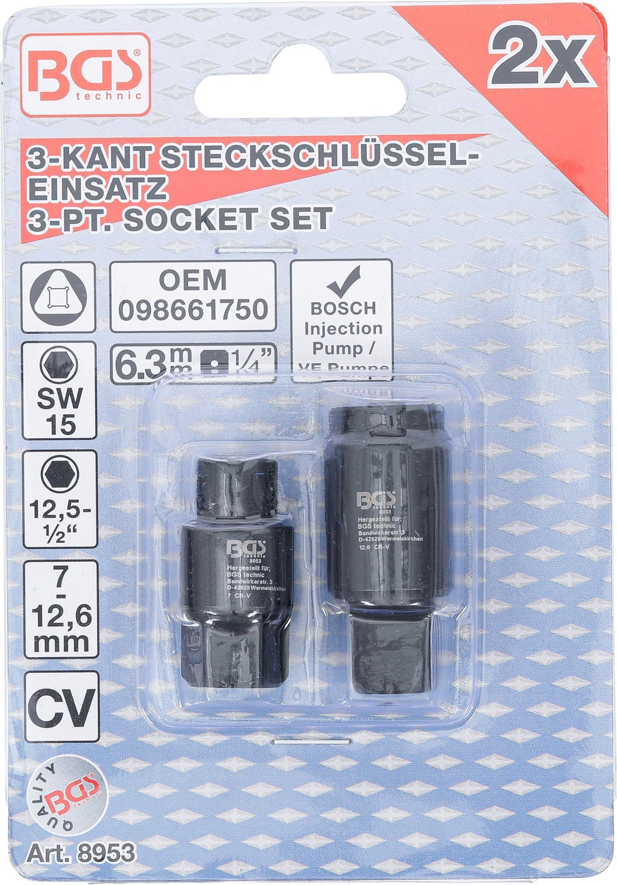 Galvutės įpurškimo siurbliams | 3-kampų | 7 / 12.6 mm (8953)