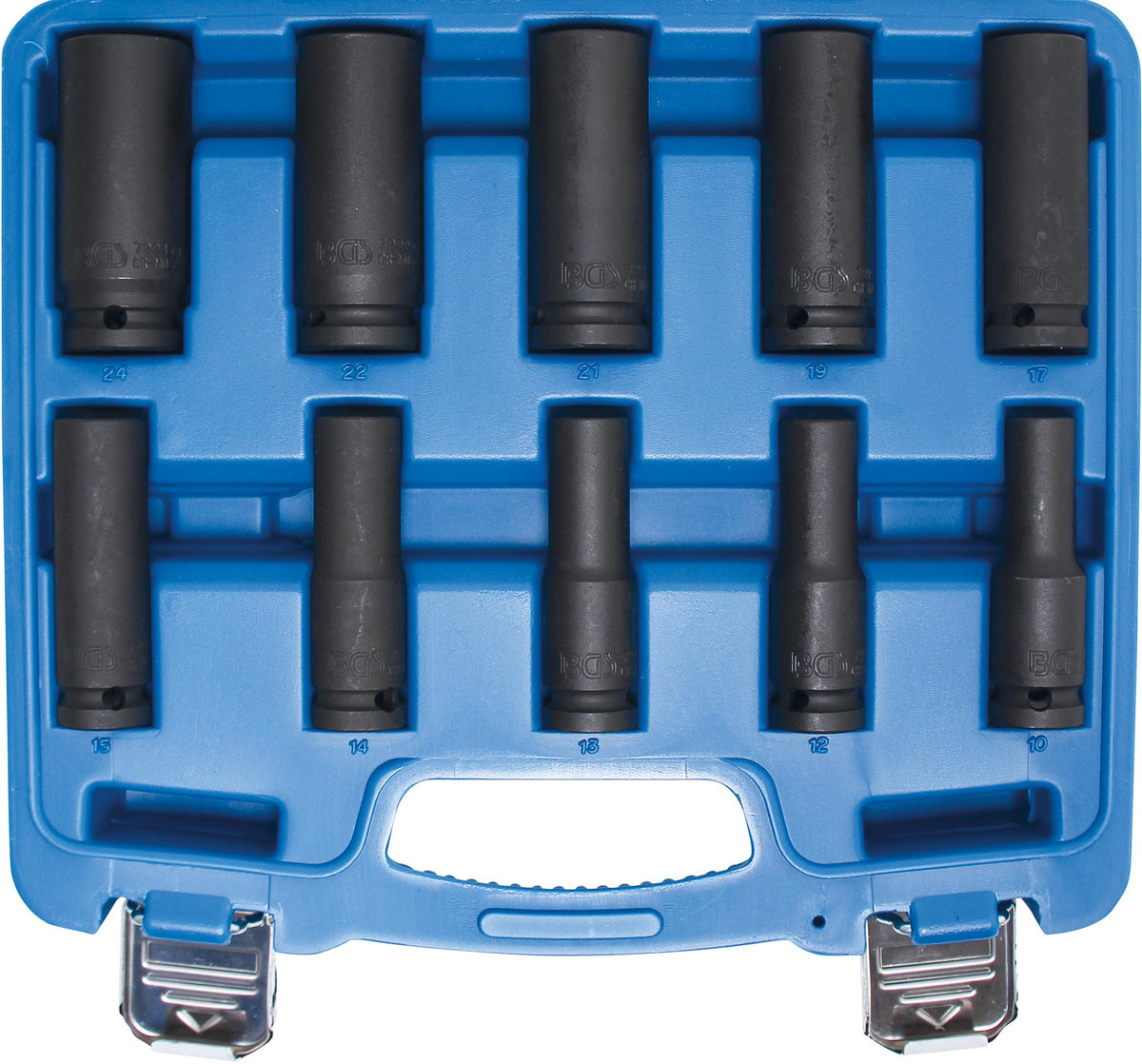 IMPACT SOCKET SET, HEXAGON, DEEP | 12.5 MM (1/2") DRIVE | 10 - 24 MM | 10 PCS. (5206)