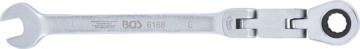 Kombinuotas raktas su terkšle | dvigubas šarnyras | 8 mm (6168)