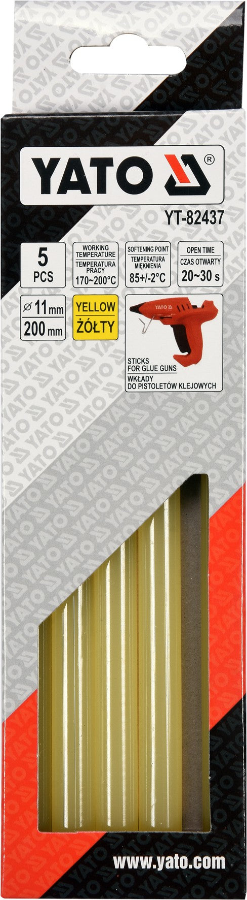 Karštų klijų lazdelių rinkinys 11,2x200mm 5vnt. geltonos (YT-82437)