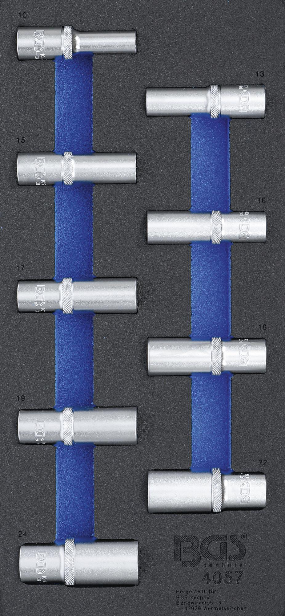 Įrankių dėklas 1/3: Galvutės šešiakampės | 12,5 mm (1/2") | 10 - 24 mm | Ilgos | 9 vnt. (4057)
