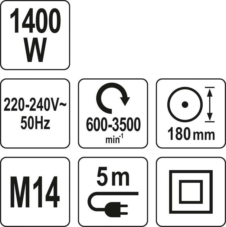 Poliravimo mašinėlė | 600-3500 RPM | 1400W | 180 mm (YT-82196)