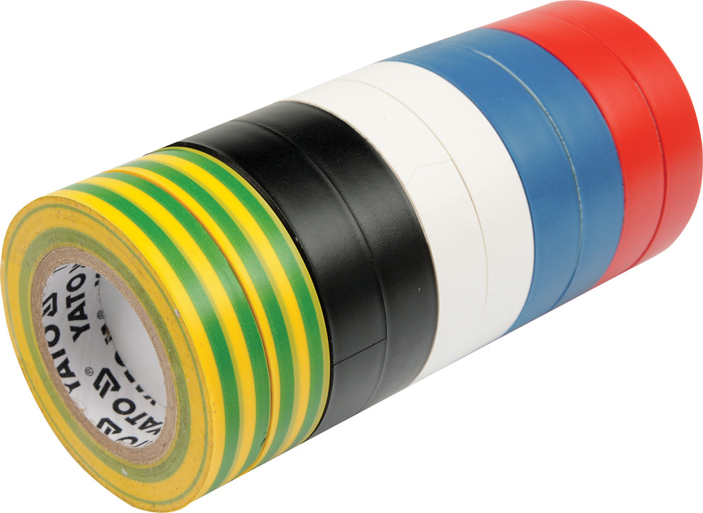 Izoliacinių įvairiaspalvių juostų rinkinys 10 vnt: 19mmx20mx0,13mm (YT-8173)