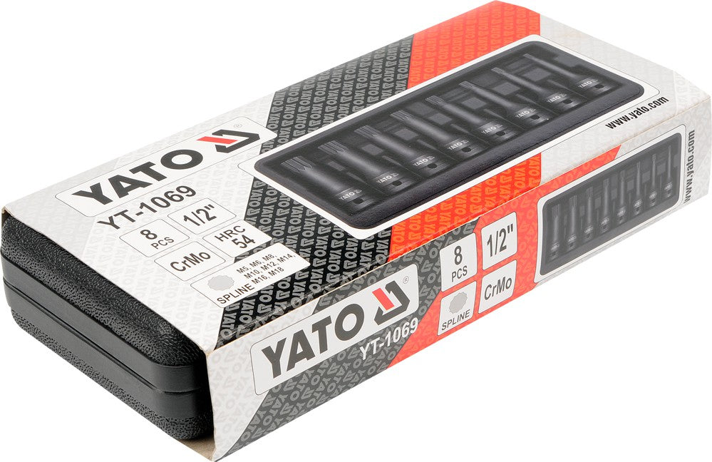 IMPACT BIT SOCKET SET SPLINE 8PCS 1/2" (YT-1069)