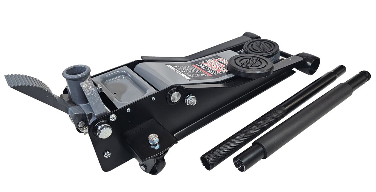 JACK WITH WHEELS | WITH PEDAL | 2 RUBBER PADS | DOUBLE PISTON | 75- 505 MM | 3.0 T (FJ25-B)