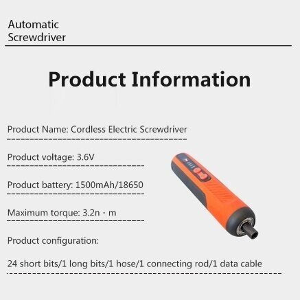 Akumuliatorinis atsuktuvas | USB | su antgalių rinkiniu | 24 vnt. (CES26)