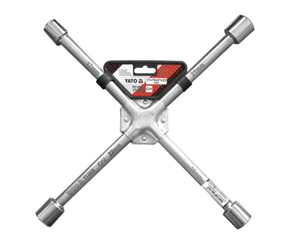Raktas ratams Cr-V, sustiprintas "kryžius" 17x19x21x22 mm (YT-0800)
