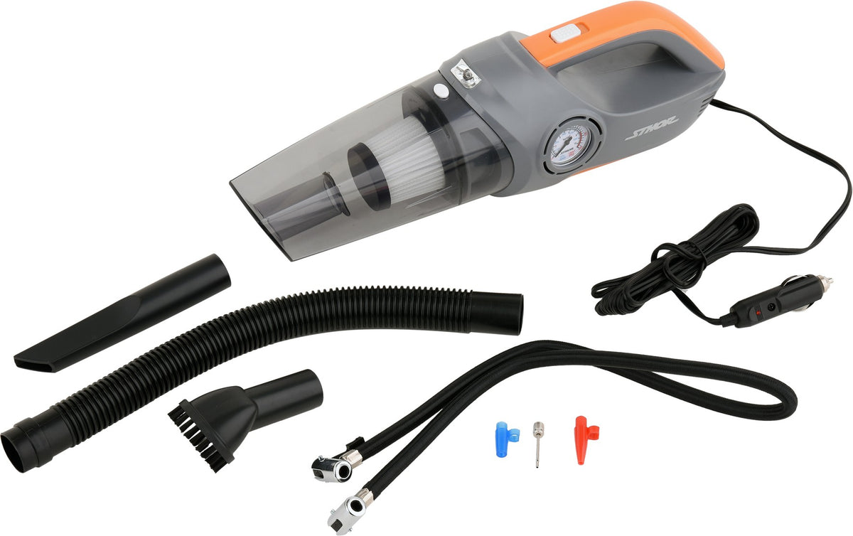 Automobilinis dulkių siurblys | su manometru ir kompresoriumi | 12V 80W (82953)