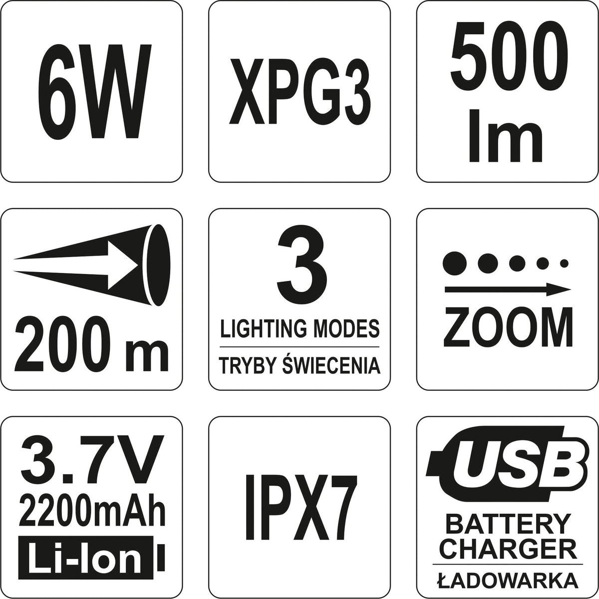 Фонарь XP-G3 CREE 6W аккумуляторный