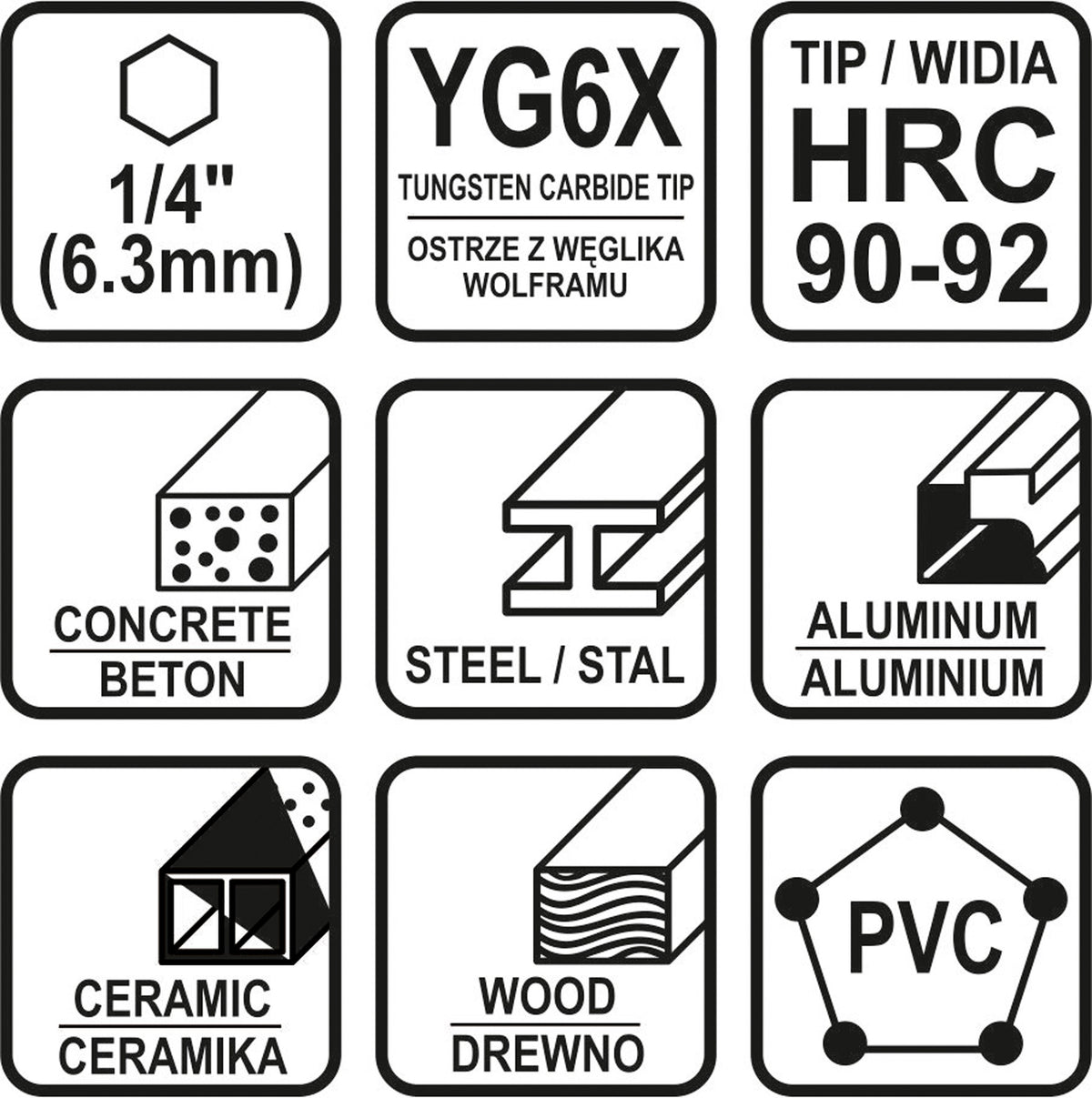 Набор сверл с хвостовиком Hex 6.3 mm (1/4") | универсальные | 4 - 10 mm | 5 шт.