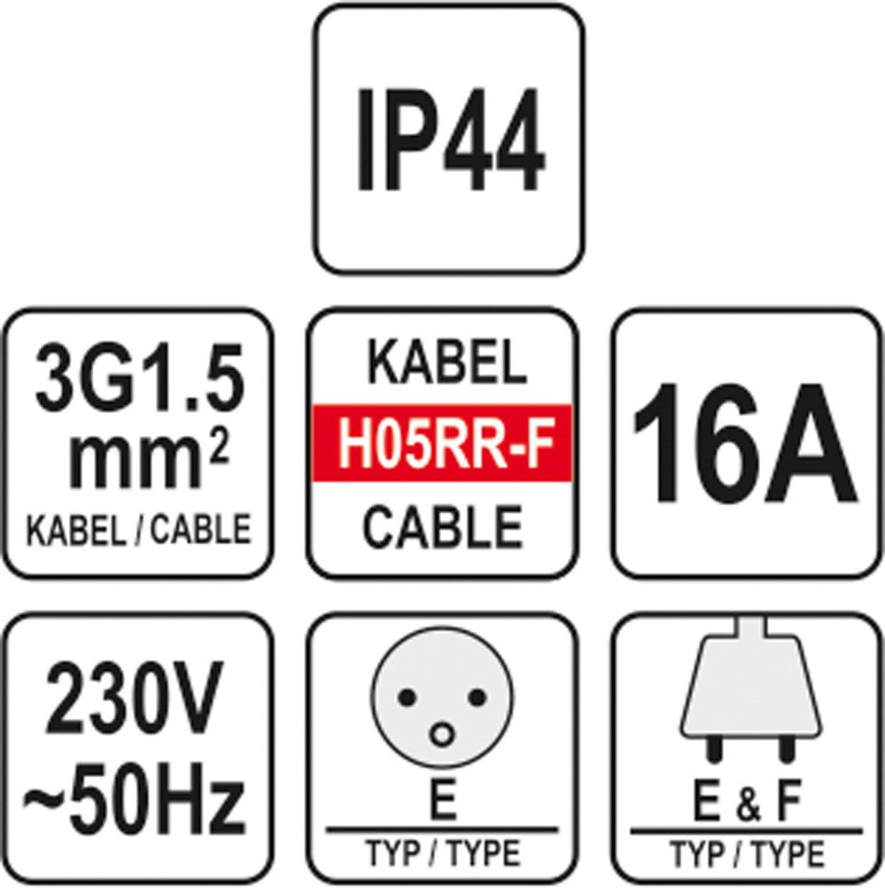RUBBER EXTENSION CABLE IP44, 3X1.5MM2 30M (YT-81023)