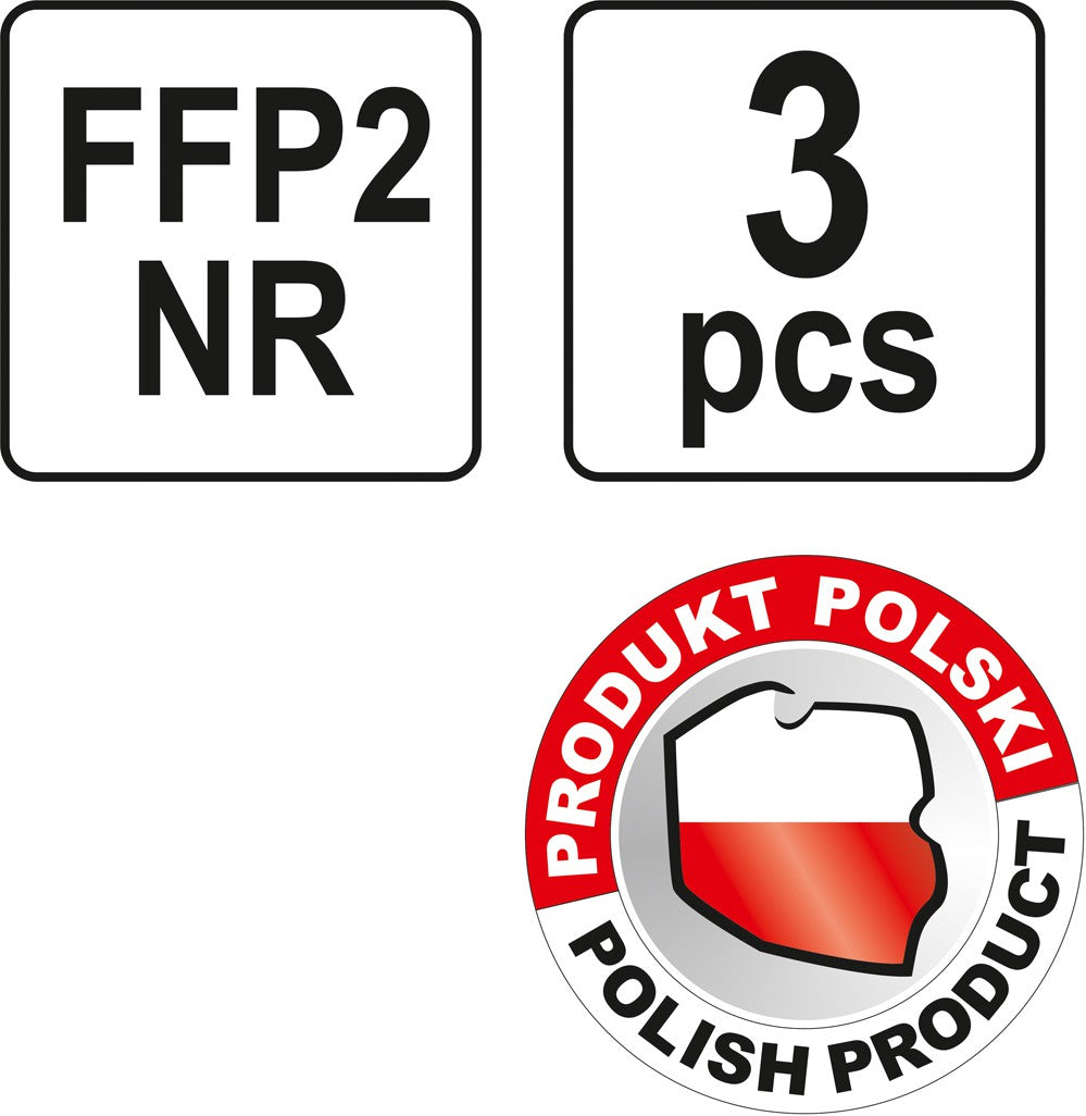 DISPOSABLE DUST MASKS FFP2/PZ 3PCS/VALVE (YT-7492)