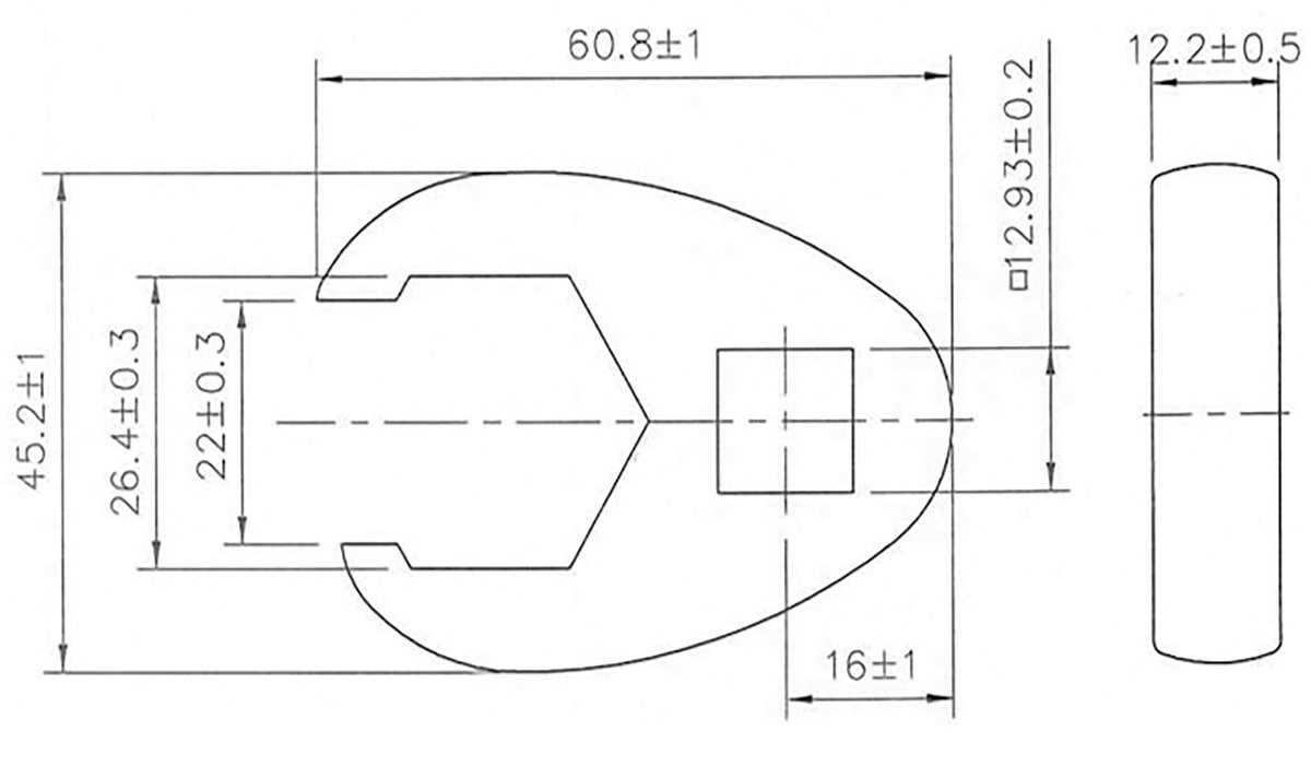 Raktas "varnos koja" | | 12,5 mm (1/2") | 26 mm (1757-26)
