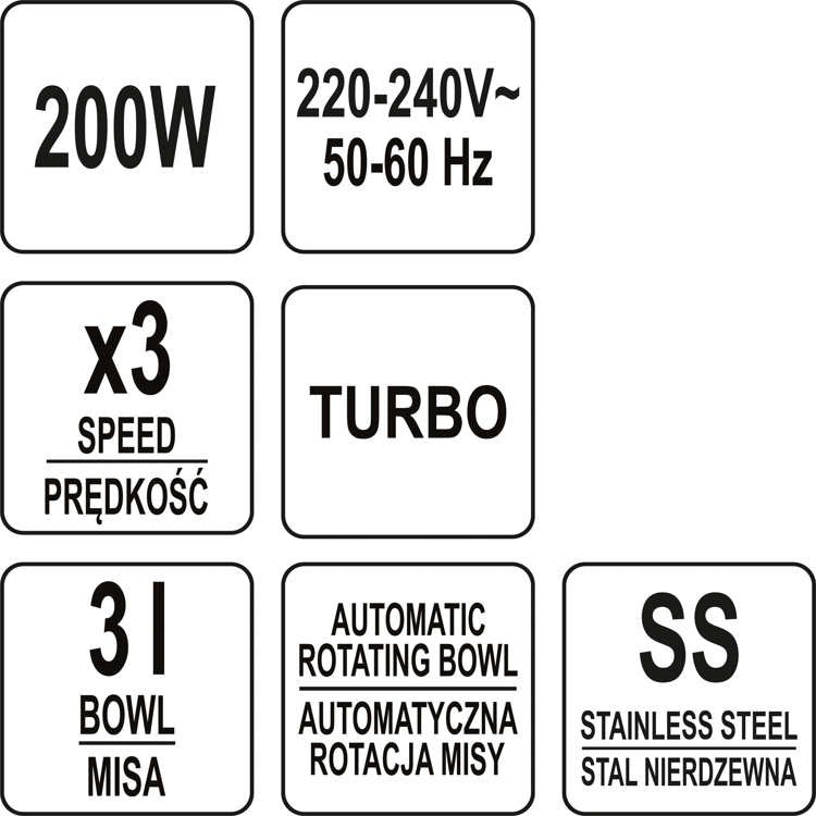 Rankinis mikseris / plakiklis | nerūdijančio plieno indas | 200-250W (67790)
