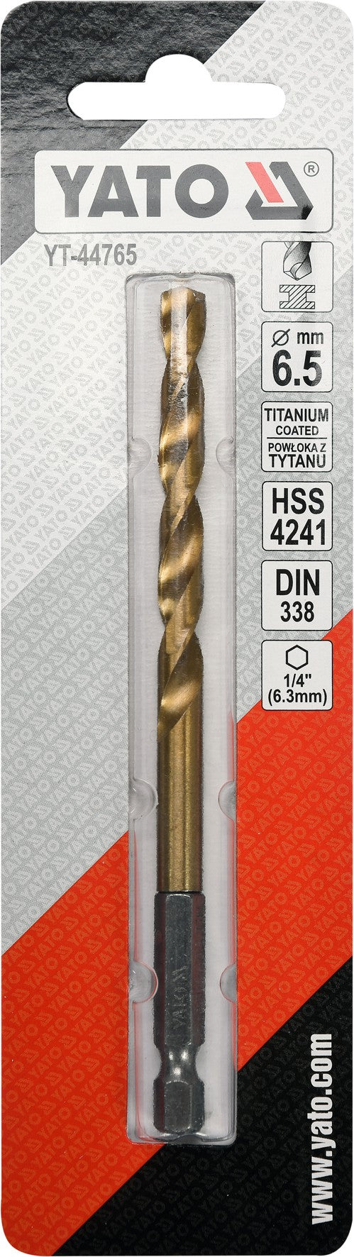 Сверло по металлу с хвостовиком Hex 6.3 mm (1/4") HSS-TiN | 6.5 mm