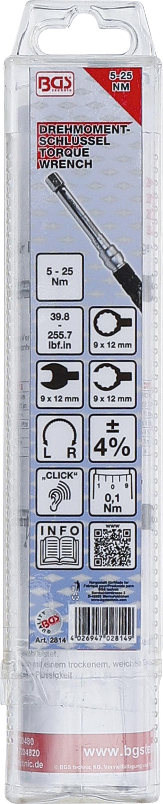 Dinamometras | 9 x 12 mm įstatomiems įrankiams | 5 - 25 Nm (2814)