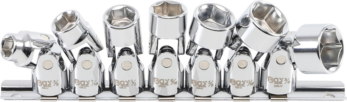 UNIVERSAL JOINT SOCKET SET, HEXAGON | 10 MM (3/8") DRIVE | 3/8" - 3/4" | INCH SIZES | 7 PCS. (9501)