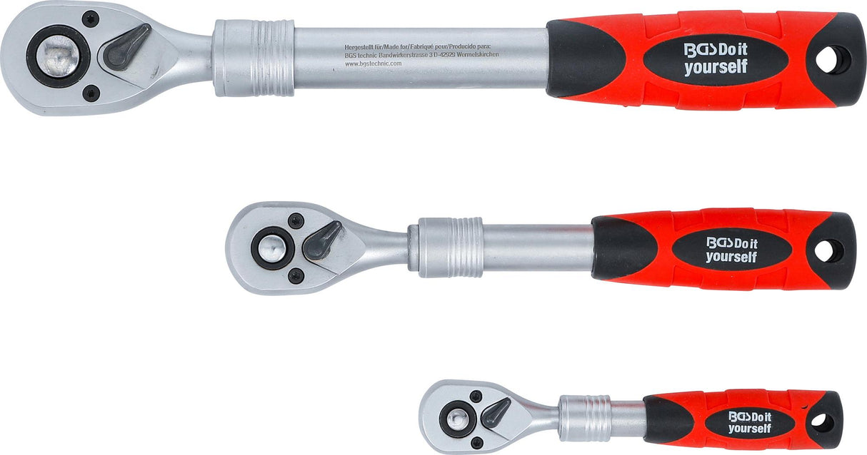 REVERSIBLE RATCHET SET | EXTENDABLE | 6.3 MM (1/4") - 10 MM (3/8") - 12.5 MM (1/2") | 3 PCS. (72113)