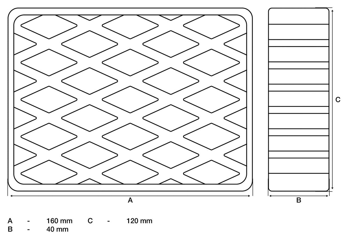 Guminis padas | auto keltuvams | 160 x 120 x 40 mm (7007)