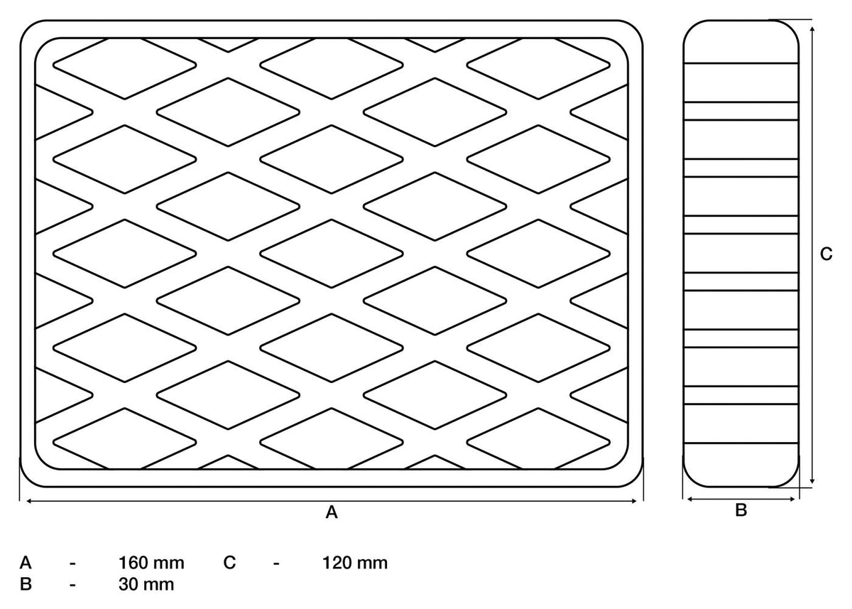 Guminis padas | auto keltuvams | 160 x 120 x 30 mm (7006)