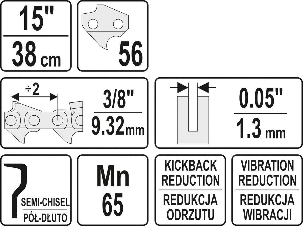 CHAIN FOR CHAINSAW | 15" 3/8" (YT-84952)