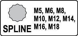 IMPACT BIT SOCKET SET SPLINE 8PCS 1/2" (YT-1069)