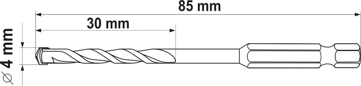 Grąžtas universalus su Hex 6.3 mm (1/4") galu | 4.0 mm (YT-44781)