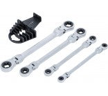 DOUBLE RATCHET RING SPANNER SET | ADJUSTABLE | WITH E-TYPE RING HEADS | E6 - E24 | 4 PCS. (71028)